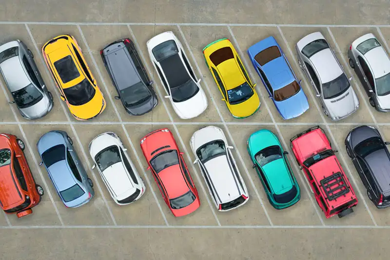 Overhead shot of SUVs